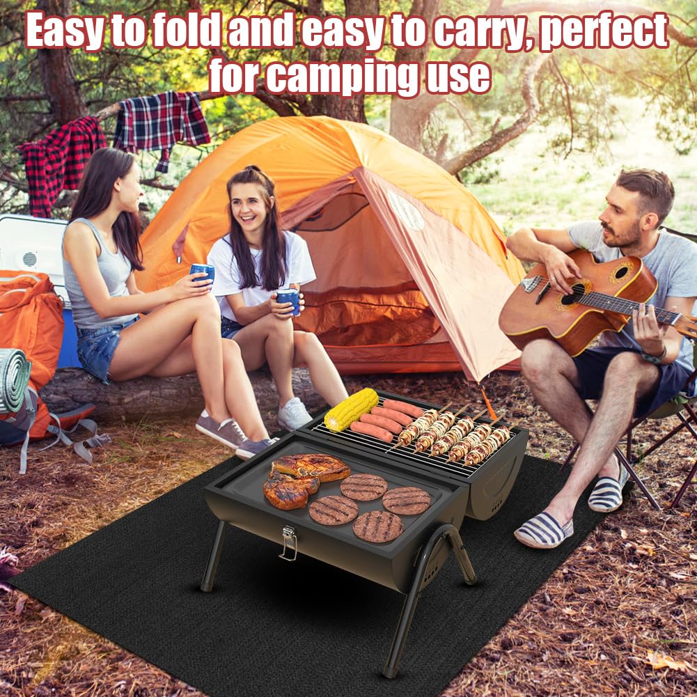 Yuragim Tapis ignifuge 1 m x 1 m - Résistant à la chaleur - Tapis de protection contre le feu - Résistant à la chaleur jusqu'à 1000 °C - En feutre de carbone - Pour barbecue, soudure, brasero et