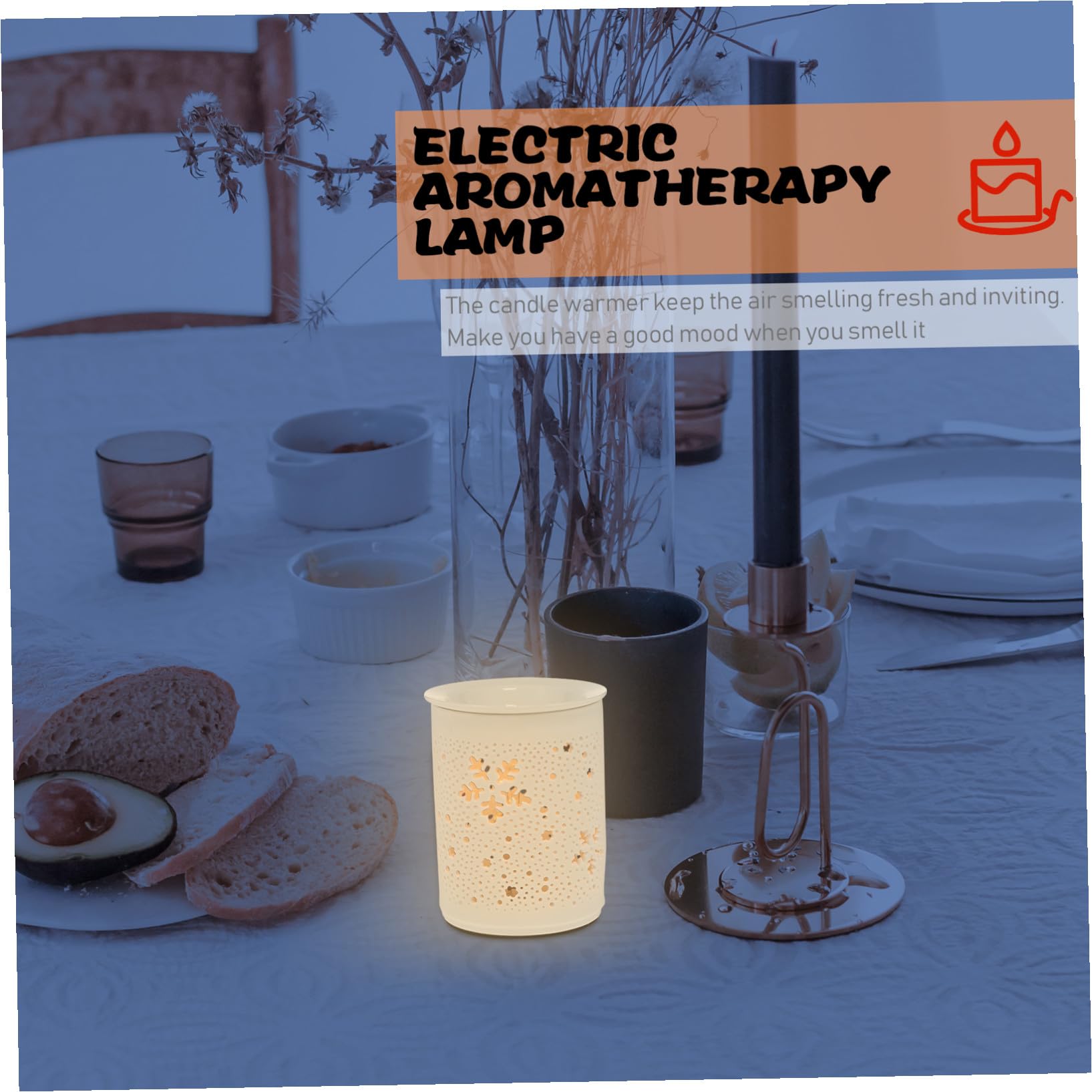 Lámpara Eléctrica de Fragancia Cerámica Redonda Dorada, 25 W, Luz Nocturna