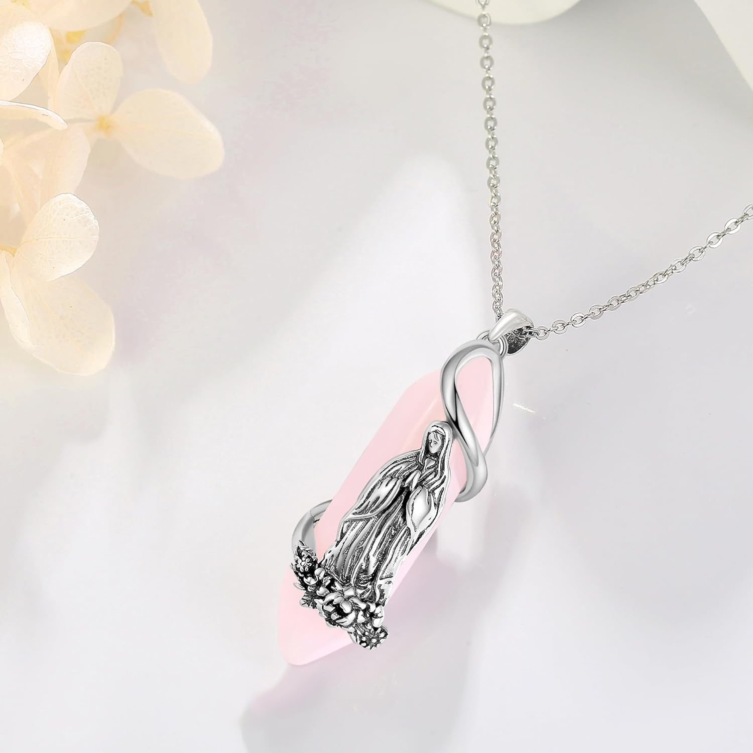 MONGAS Santa Muerte/Virgin Mary/Saint Jude Necklace Sterling Silver Santa Muerte/Virgin Mary/Saint Jude Jewelry Religion Necklace for Men Women - Image 5