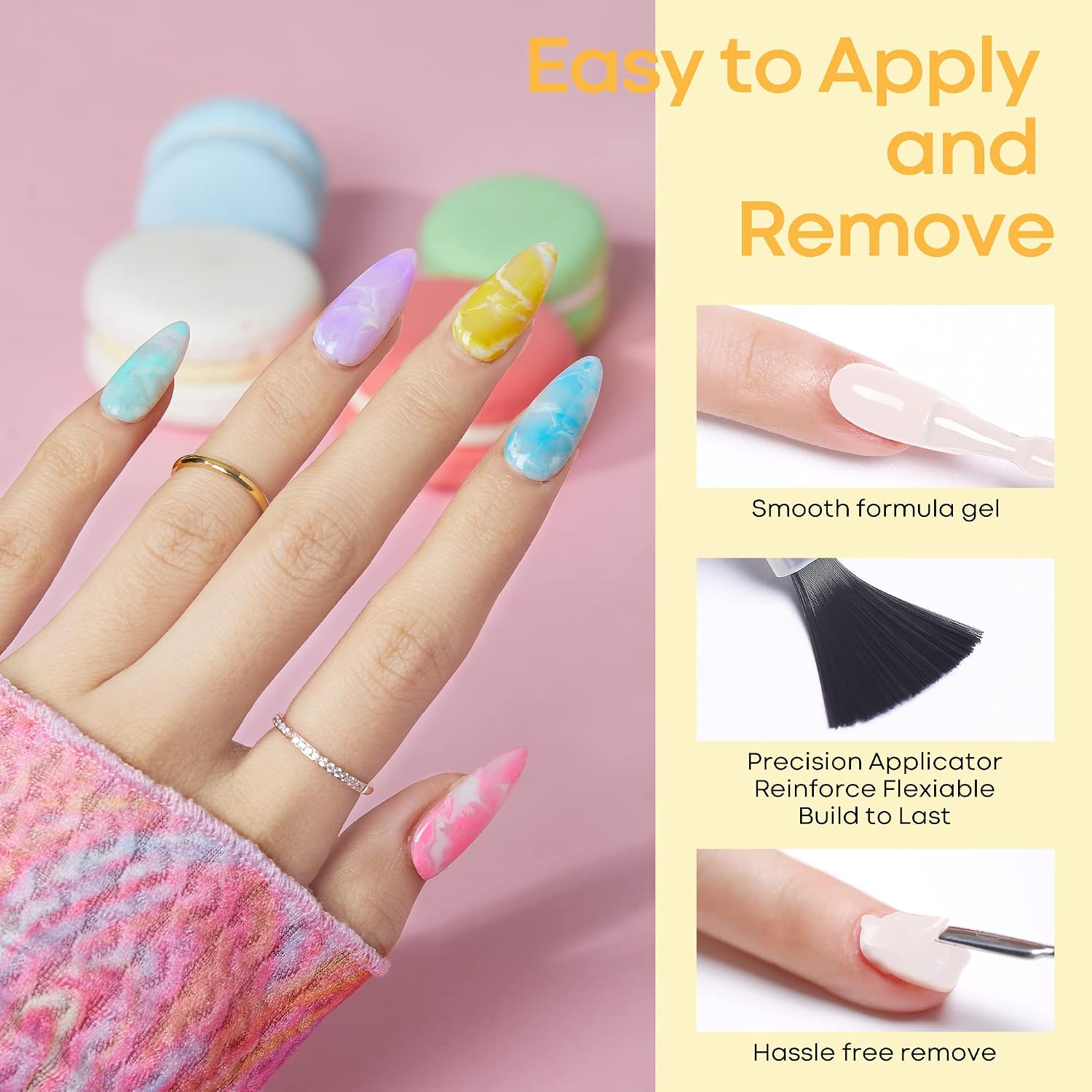 modelones Pastel Gel Nail Polisht Set, Pink Purple Blue Green Yellow image 5