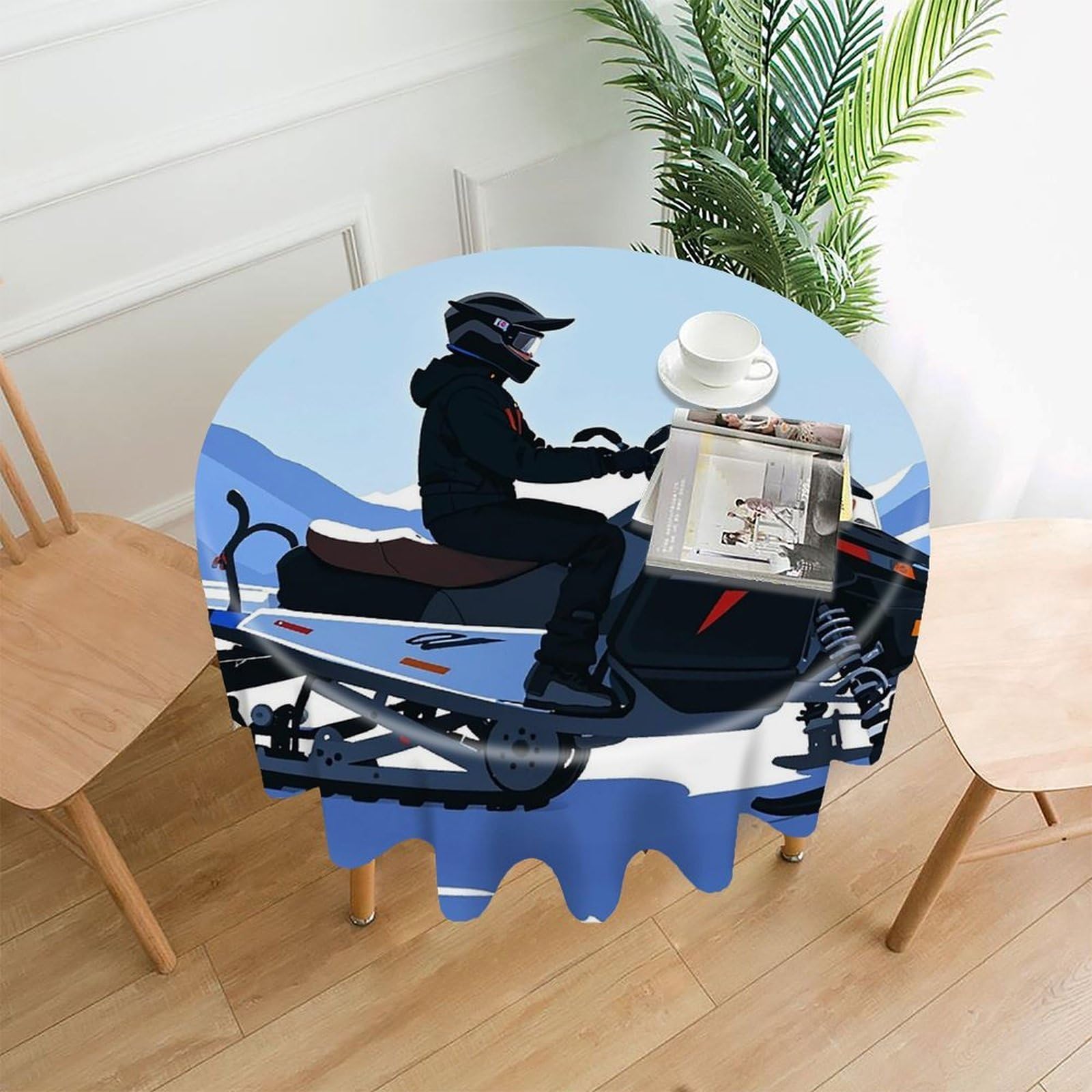 FekiLoot Snowmobile Tablecloth Decorative Round Table Cloth Wrinkle Resistant Washable Circle Table Cover Round Tablecloth for Picnic Party Camping Dining 60 Inch