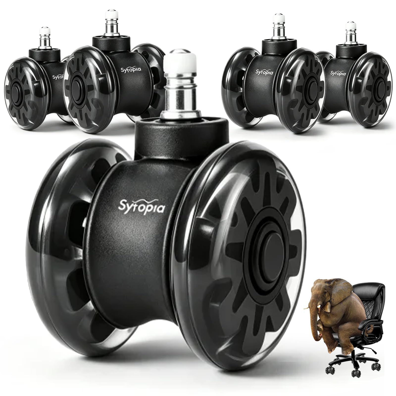 Sytopia Bürostuhl Rollen 11mm x 22 mm, 5er Set Rollen für Bürostühle, Hartbodenrollen für Bürostuhl Stuhlrollen Ersetzen Bodenschutzmatte