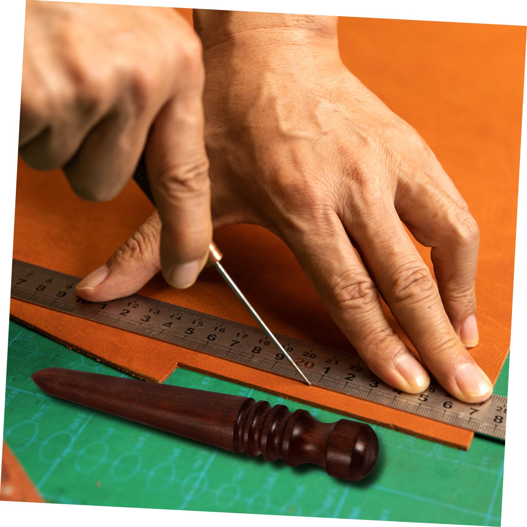Strumento per lucidare la pelle, Strumento per lucidare la pelle - Punta appuntita con testa in legno - Punte per lucidare la pelle, strumenti per lucidare i bordi in pelle per progetti