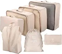Kit Organizador de Malas para Viagem 7 Peças – Bolsas, Necessaire, Saco a Vácuo | Roupas, Sapatos, Maquiagem – Mala Organizada e Compacta – Ideal para Viagem e Bagagem de Mão