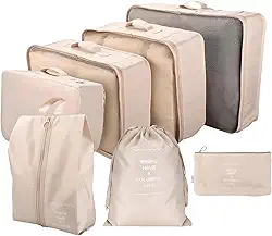 Kit Organizador de Malas para Viagem 7 Peças – Bolsas, Necessaire, Saco a Vácuo | Roupas, Sapatos, Maquiagem – Mala Organizada e Compacta – Ideal para Viagem e Bagagem de Mão