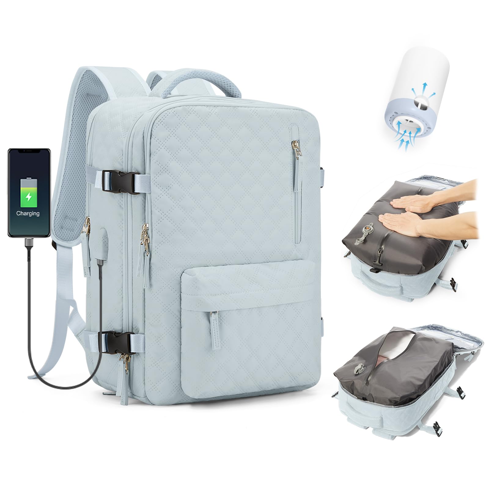 SZLX Zaino Ryanair 40x30x20 Sottovuoto Bagaglio a Mano 40x20x25 Donna Zaino da Viaggio 40x30x20 Wizzair Borse da Cabina per Easyjet 45x36x20 Uomo per Laptop 14 Pollici con Porta USB e Porta Scarpe