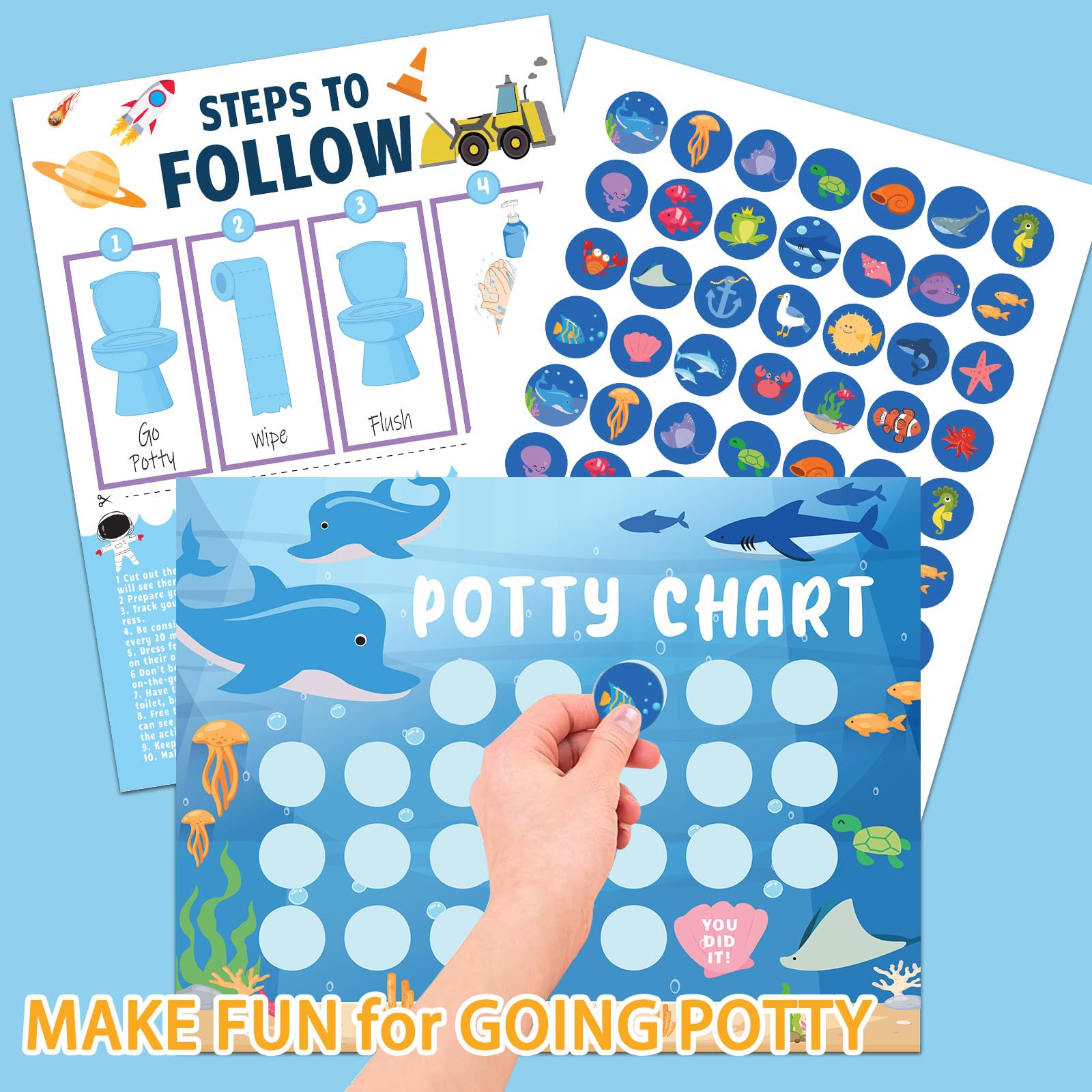 Potty Training Reward Chart for Toddler with 315 PCS Potty Training Stickers 17 PCS Potty Chart for Boys Reward Stickers for Kids Toilet Training Reward Chart (Multicolor for boy) - Image 4