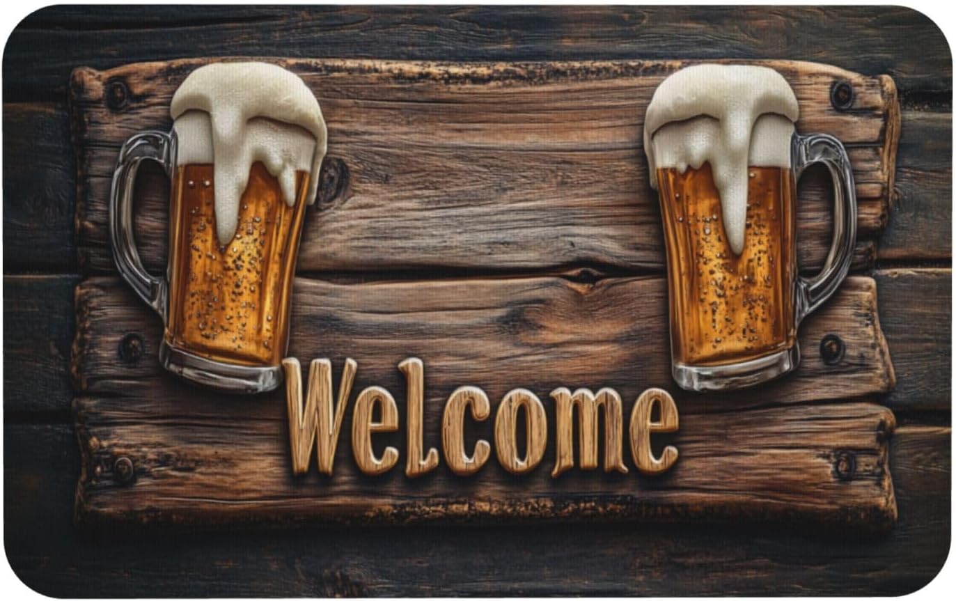 Tavern Beer Creative Floor Mat,Indoor Outdoor USE Welcome Doormat,Non-Slip,Absorbent,Dirt Resist,Entryway,Living Room,Man cave,Kitchen Decor Carpeting,Vintage Art Rug 20x32 inch