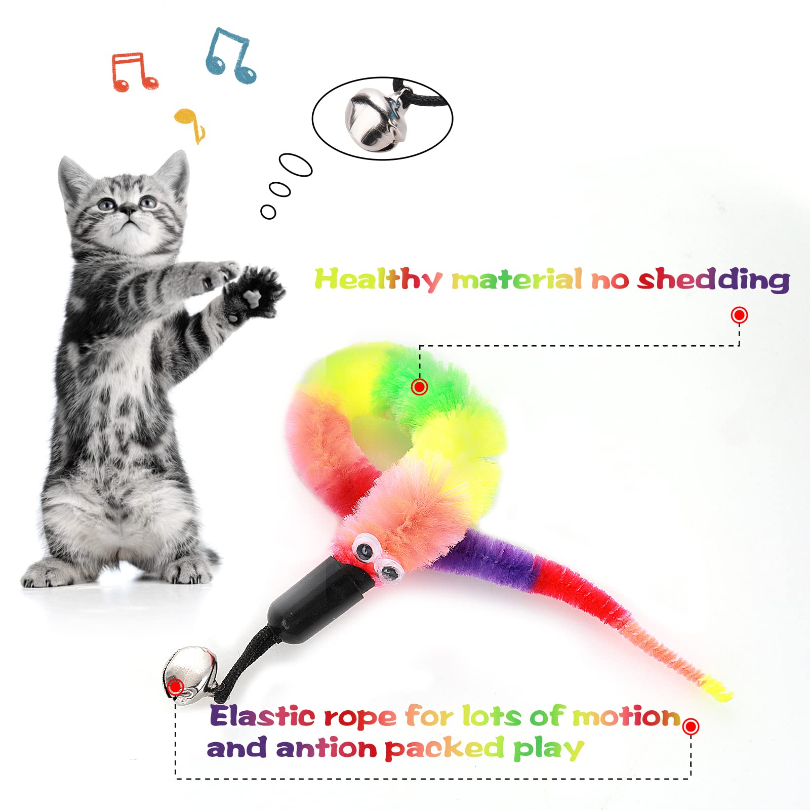 SynHHergyx 10 stuks kattenspeelgoed, worm, speelgoedaccessoires voor