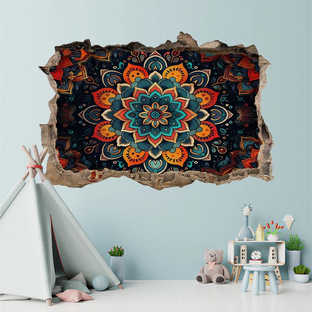 3D Wandtattoo Wanddurchbruch, Stechapfelblüten Durchbruch Wandaufkleber für Kinderzimmer, sticker für Wohnzimmer, Retro Wandsticker, Wandbild Junge Mädchen Schlafzimmer