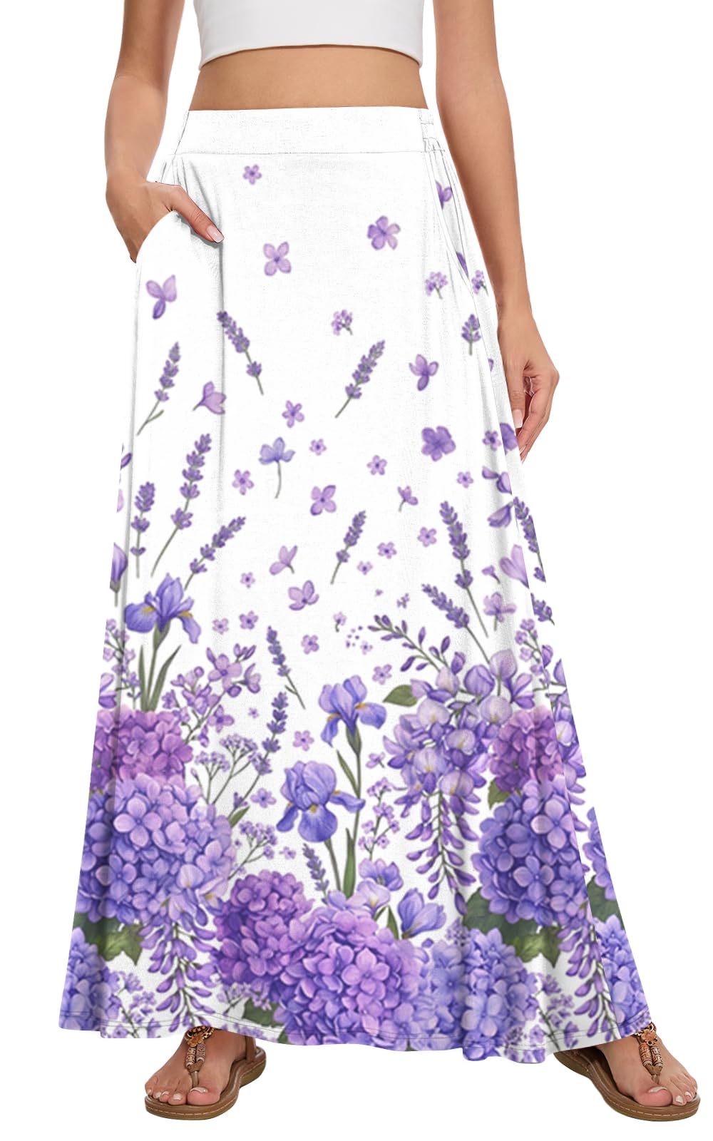 Womens Maxi Skirt Long Flowy Summer A-Line High Waist Skirts