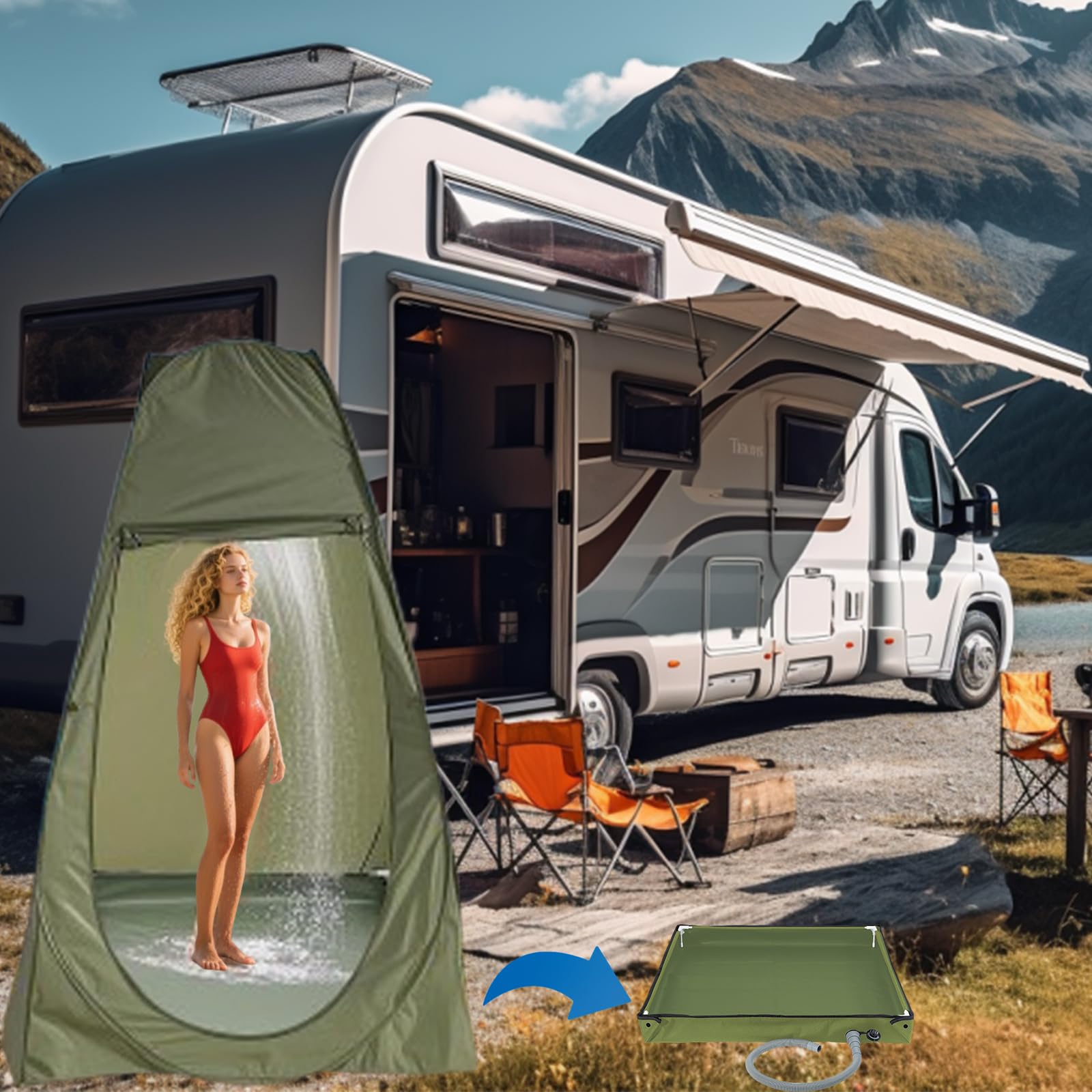 receveur de douche,receveur de douche pliable,receveur douche exterieur,Base De Douche Pliable pour Camping,Bac De Douche Portable avec Tuyau De Drainage Accessoires De Camping-black