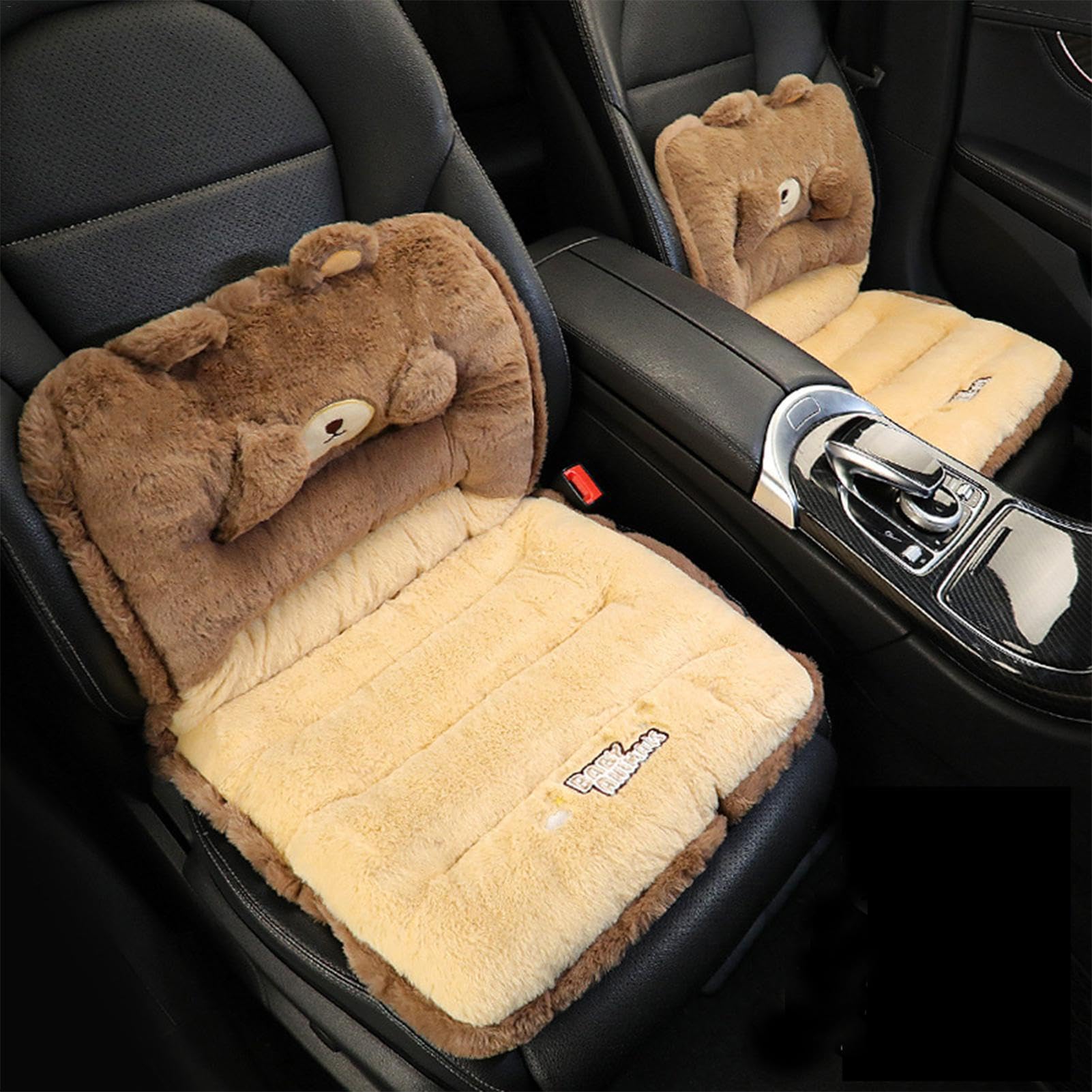 Set di cuscini per seggiolino auto in peluche, fodera per cuscino del | sedile caldo | Set coprisedili anteriori per animali | Imbottitura protettiva per sedile comfort Protezione invernale per cam