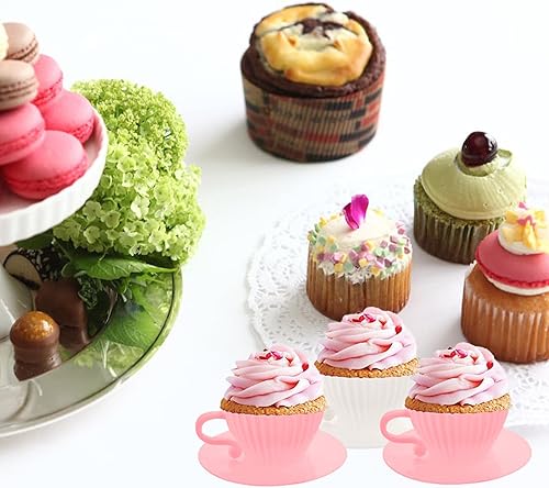 Miniatura 7 de Tazas de silicona para magdalenas, 16 forros para cupcakes para tazas de té, forros reutilizables para magdalenas, tazas de silicona para hornear, 8