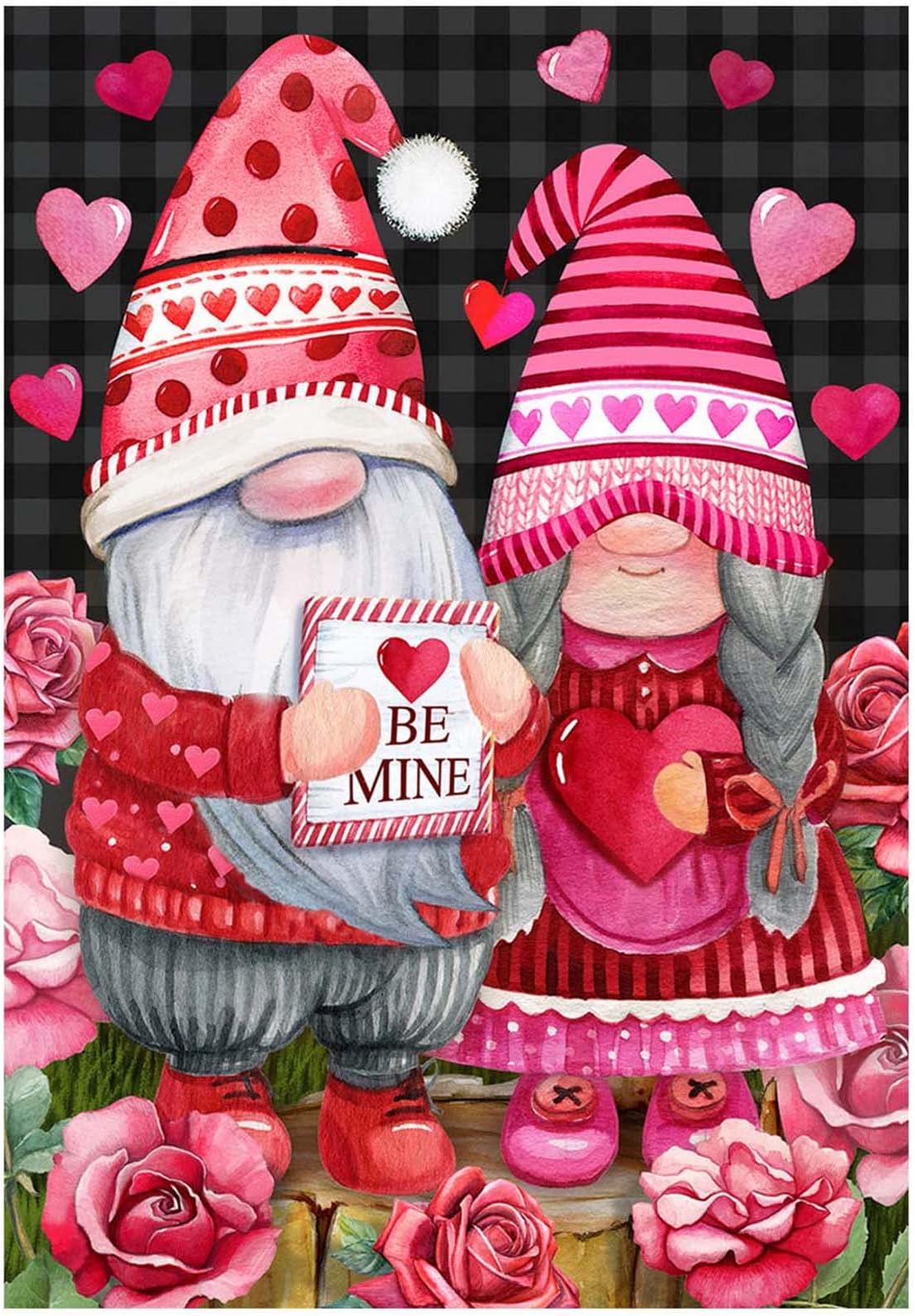MXJSUA Gnomes Diamond Painting Kits for Adults, Valentines Gnomes Round Full Drill Diamond Painting Kits, 5D DIY Gnomes Valentines Diamond Art Painting Kits for Home Wall Decor 12x16 Inch Sweet Love