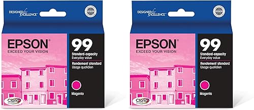 Epson T099 Claria Cartucho magenta de alta definición de capacidad estándar (T099320-S) para impresoras artesanales seleccionadas (paquete de 2)