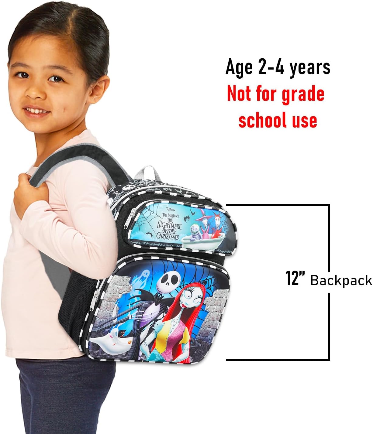 Nightmare Before Christmas Mini Backpack Set - Bundle 12” Jack Skellington Backpack, Stickers, Button | School Supplies for Kids, Teens & Adults