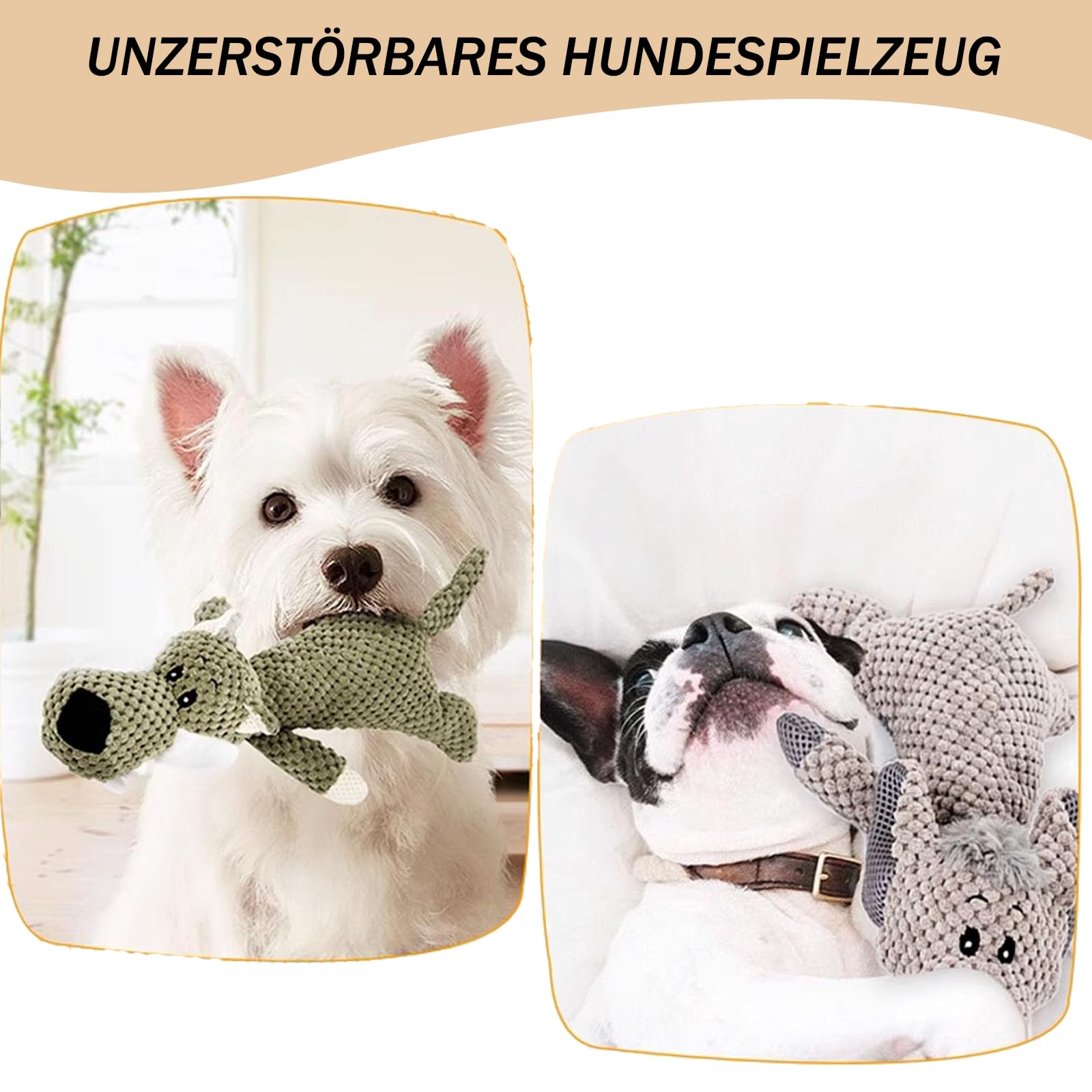 Powerkauer-Jouet indestructible pour chien, qualité indestructible, indestructible, jouet pour chien, crocodile, sans grincement (Mix B x 3)