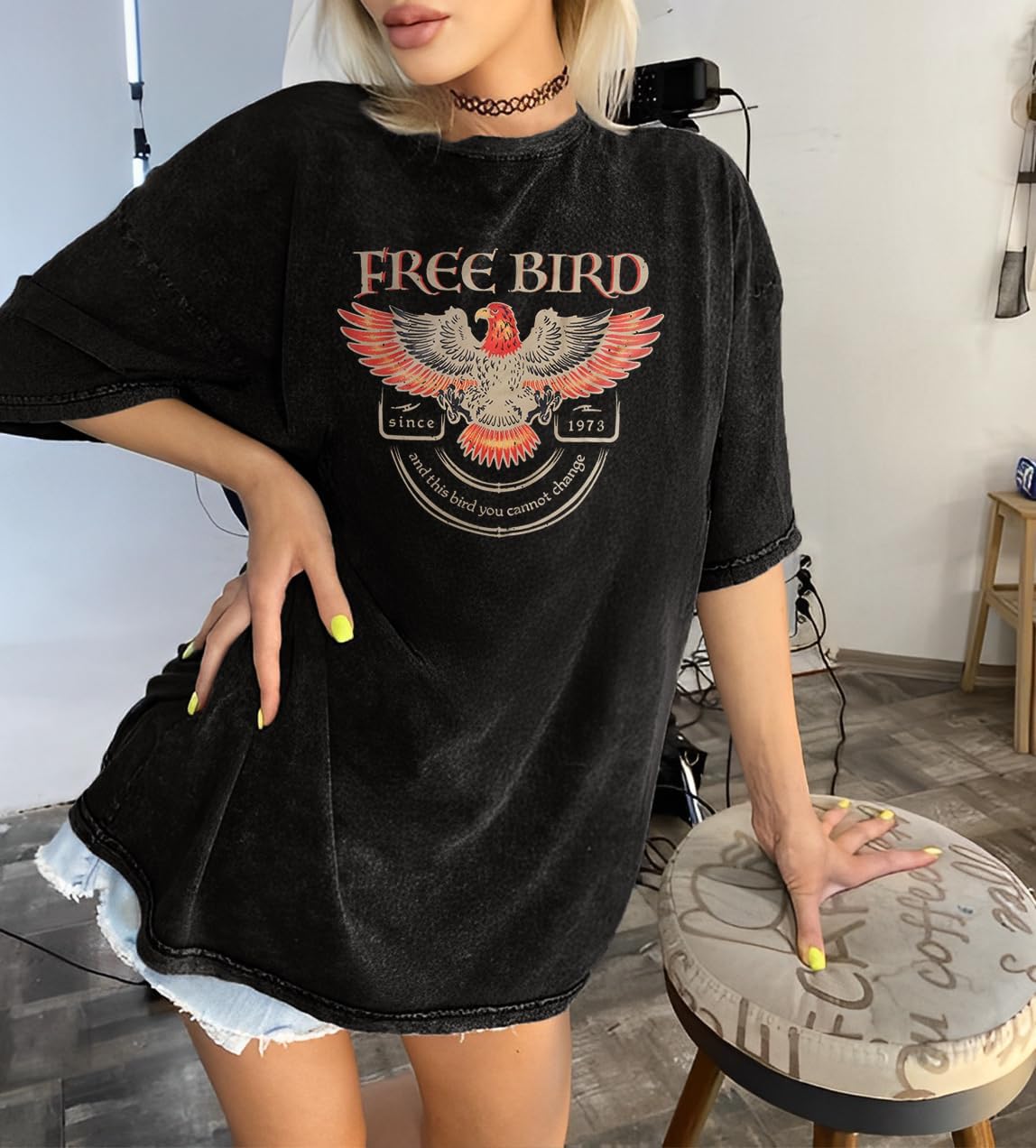 Vintage Rock Band Tshirts Women Retro Free Bird Western Graphic Tees Country Music Shirts Casual Short Sleeve Tops - Image 4