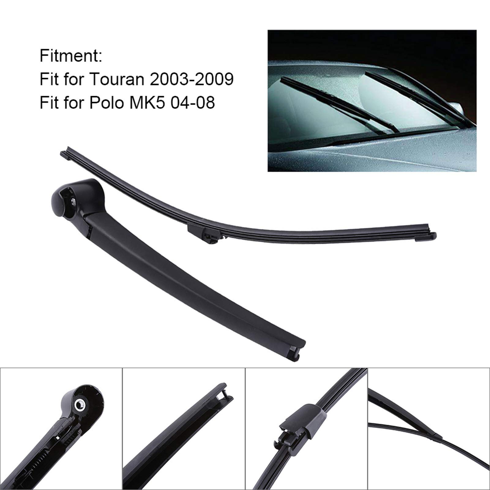 Spazzola tergicristallo posteriore per VW Golf GTI Golf5 MK5 2003-2009 Spazzole tergicristallo posteriori + braccio 6Q 6955707 C