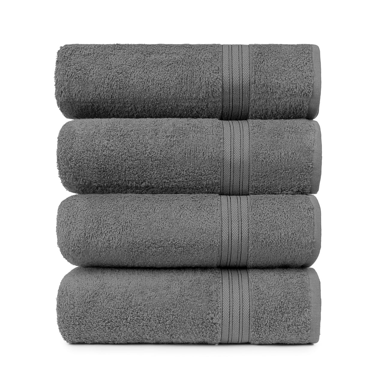 CLEANUP TOWELS, Set of 04 Pcs Value Pack Regular Usage Towels 80x140 cm Approximate, 450 GSM Premium Terry Cotton Highly, Absorbent, Beach Towel Large and Gym Towels, Shower and Home (CHARCOAL)