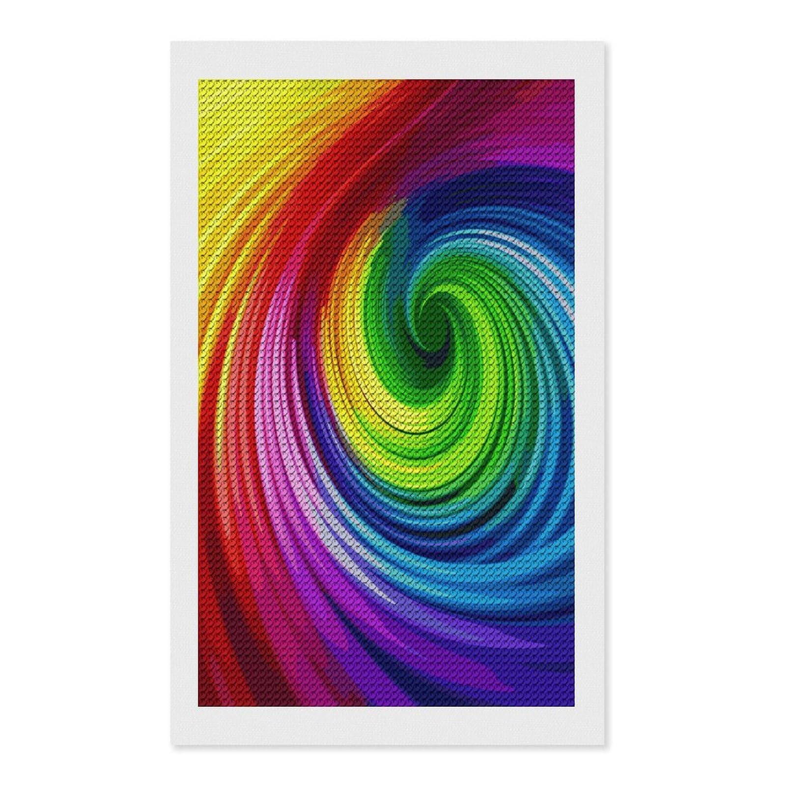 FekiLoot Rainbow Spiral Diamond Painting Kits for Beginners DIY Diamond Art Kits for Adults Full Drill Round Diamond Dot Gem Art Painting Fun DIY Crafts for Home Kitchen Wall Decor Gift 12"x20"