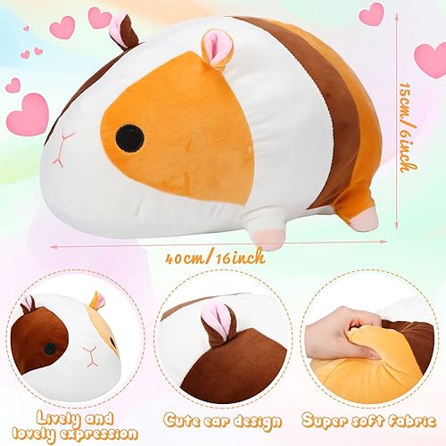 Miniatura 2 de Sosation Peluche de conejillo de indias, muñeca de felpa de 16 pulgadas, figura de juguete, almohada suave, regalo de cumpleaños para familiares,