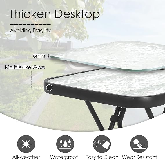 HOMEFUN Outdoor Side Tables Square Folding Patio End Table