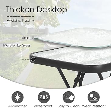 HOMEFUN Outdoor Side Tables Square Folding Patio End Table