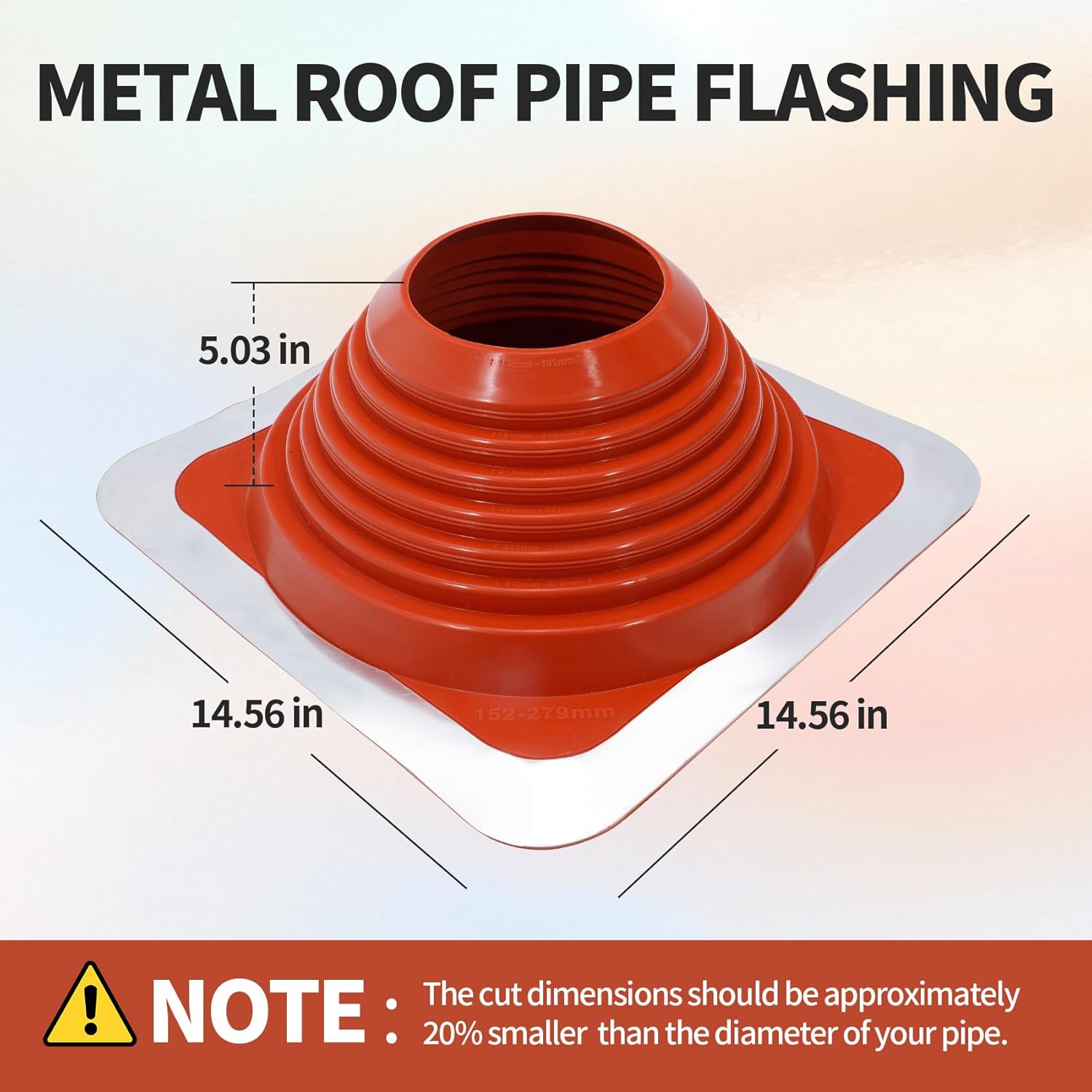 #7 Metal roof Pipe Flashing Boot,Applicable to Pipe diameters ranging from 6" to 11" Wide high Temp Silicone Chimney Boot,Resistant to temperatures ranging from -100°F to 450°Metal roof Vent Boot