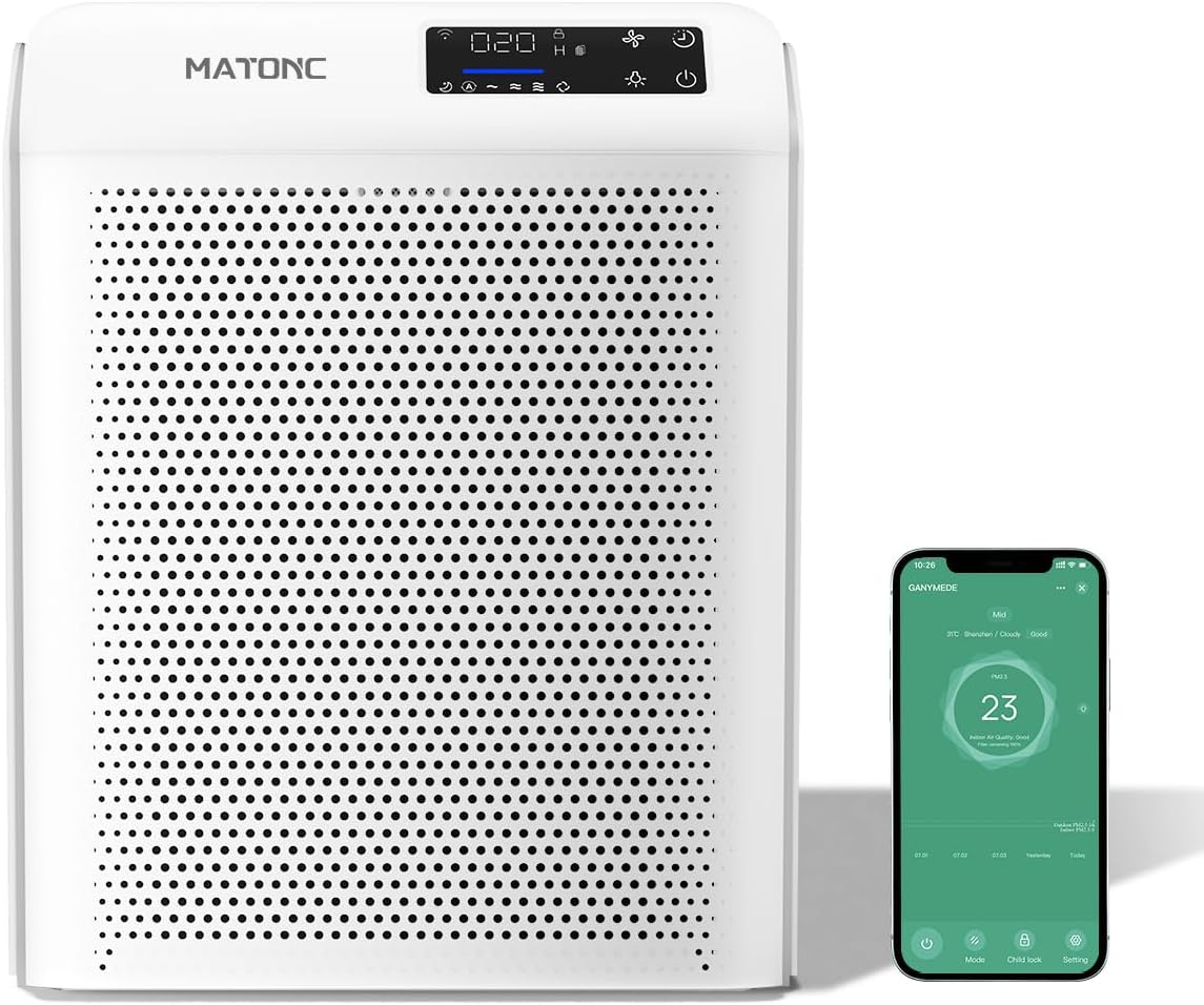 Smart Air Purifier for Home Bedroom Large Rooms, HEPA Air Cleaner Covers up to 3500 ft², App Control, PM2.5 Display Air Quality,Sleep Mode,Auto Mode, HEPA Air Purifier for Pet Hair, Pollen and Dust product image
