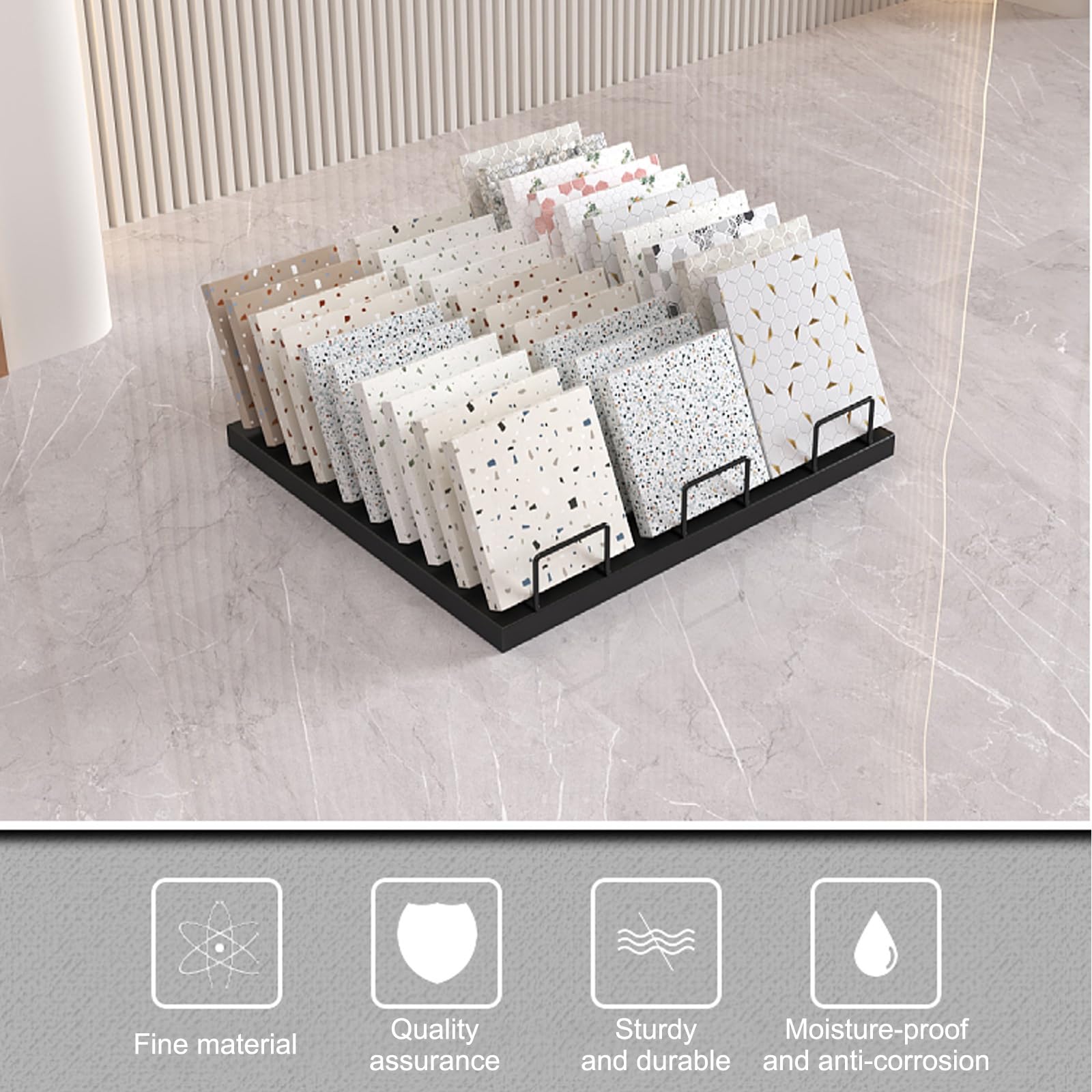 Petit Présentoir D'échantillons Carreaux Panneaux Bois Présentoirs D'album Photo Bureau avec 10 Emplacements pour Cartes(Nero,33 * 35cm)