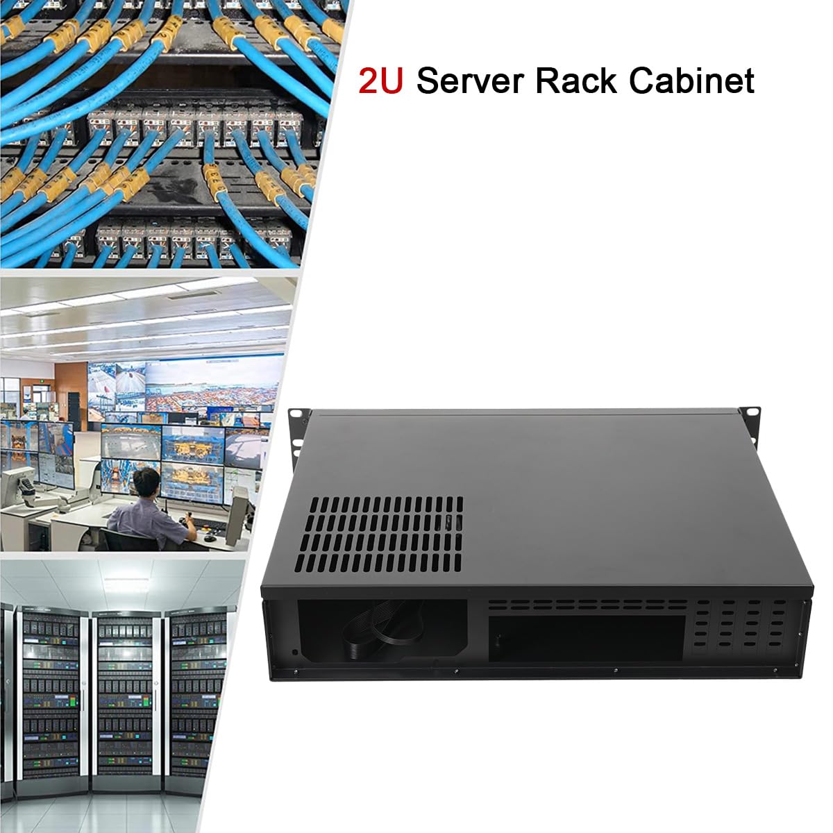 14 Rack Server Gehäuse (35cm Tiefes) 2U 2HE Rackmount Server Gehäuse Unterstützt Micro ATX/Mini ITX Mainboards, Schmalen Wand-Serverschränken w/USB Anschluß 4 Erweiterungssteckplätze
