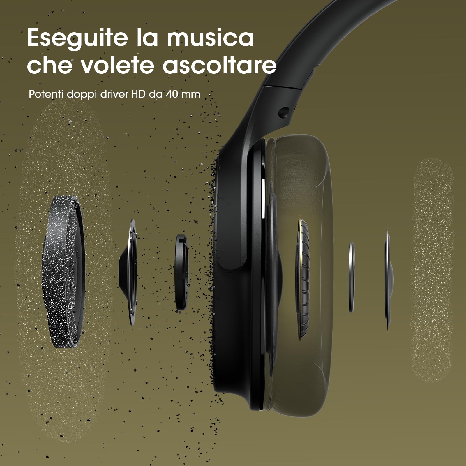 DOQAUS Cuffie Wireless Bluetooth 5.3-70 Ore Di Riproduzione,Cuffie Bluetooth Over Ear,3 EQ Modalità di Suono,Senza Fili Stereo HiFi con Microfono,per Viaggio/Telefono/PC