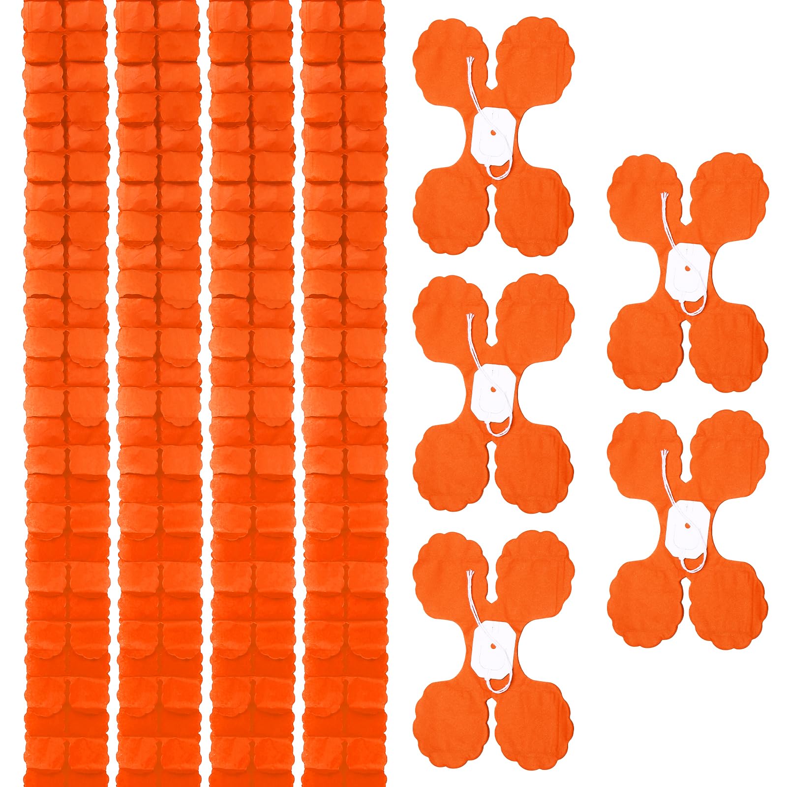 sourcing map 9 Pcs Four Leaf Paper Flowers Garland, Paper Streamers Reusable Hanging Garland for Home Birthday Wedding Party Backdrop Decoration, Orange
