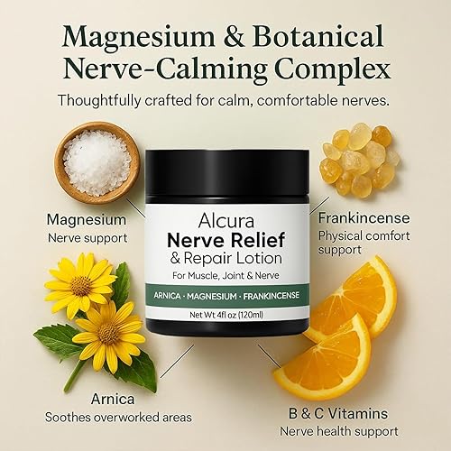 Miniatura 3 de Alcura Nerve Cream, Alcura Neuropatía Loción con Árnica, Magnesio para Cuerpo, Articulación, Rodilla, Lumbar, Cuello, Mano y Pies  4 fl oz (1)