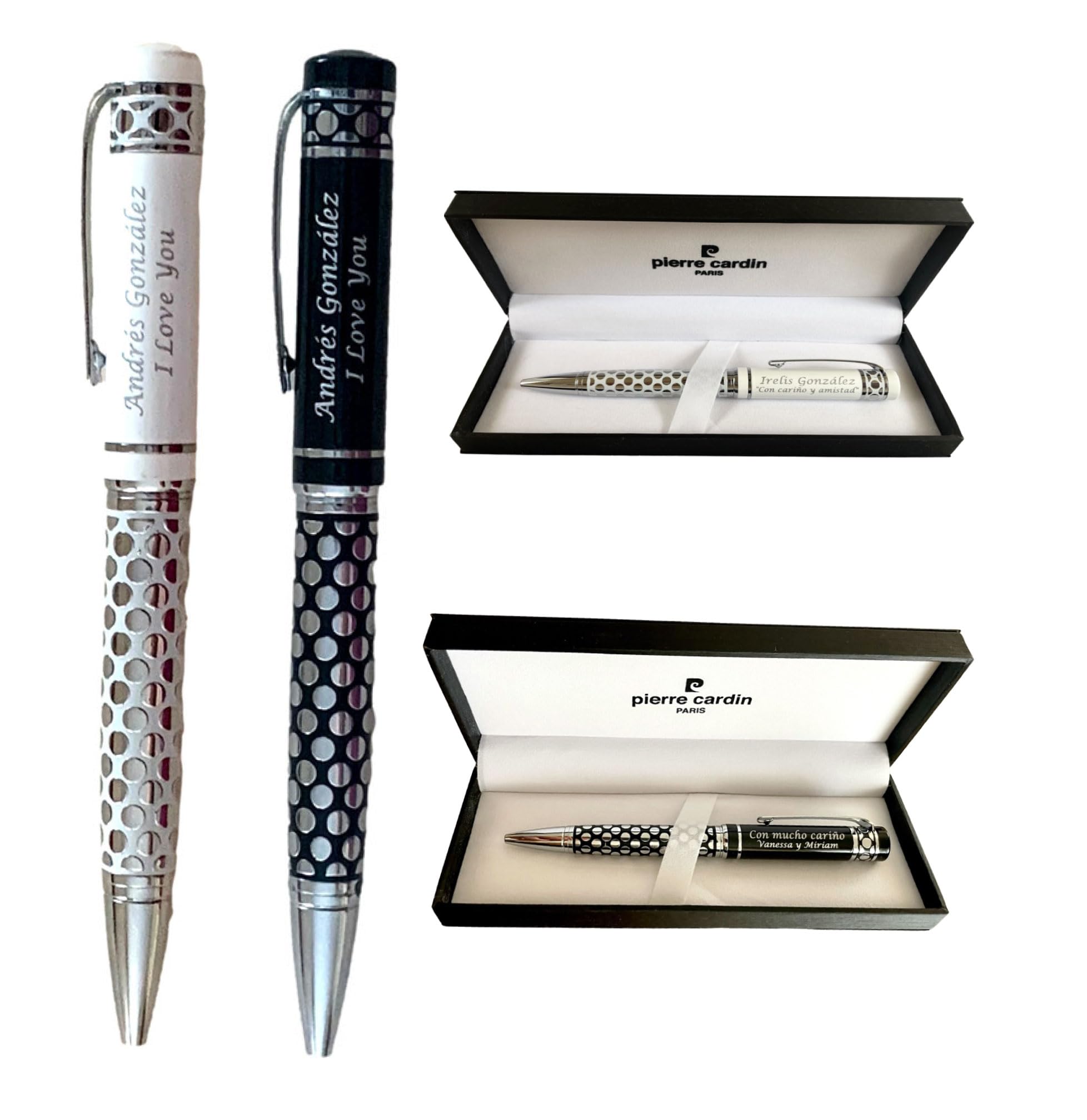regalo grabado - Bolígrafo Fashion Pierre Cardín Personalizado | Grabado Texto en 2 Líneas | Regalo para Aniversario y Cumpleaños | Diseño Vanguardista | Estuche Elegante | (Negro)