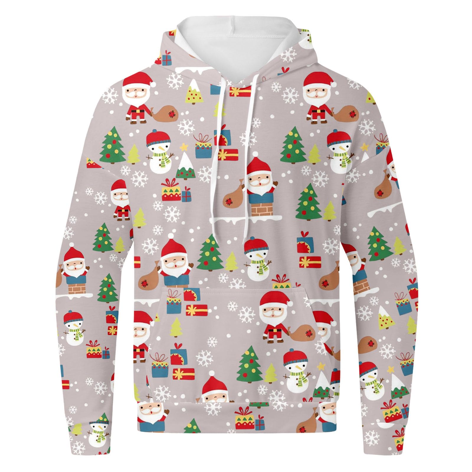 Conjunto de sudadera con capucha y pantalones para hombre, estilo casual, estampado de Navidad, 2026