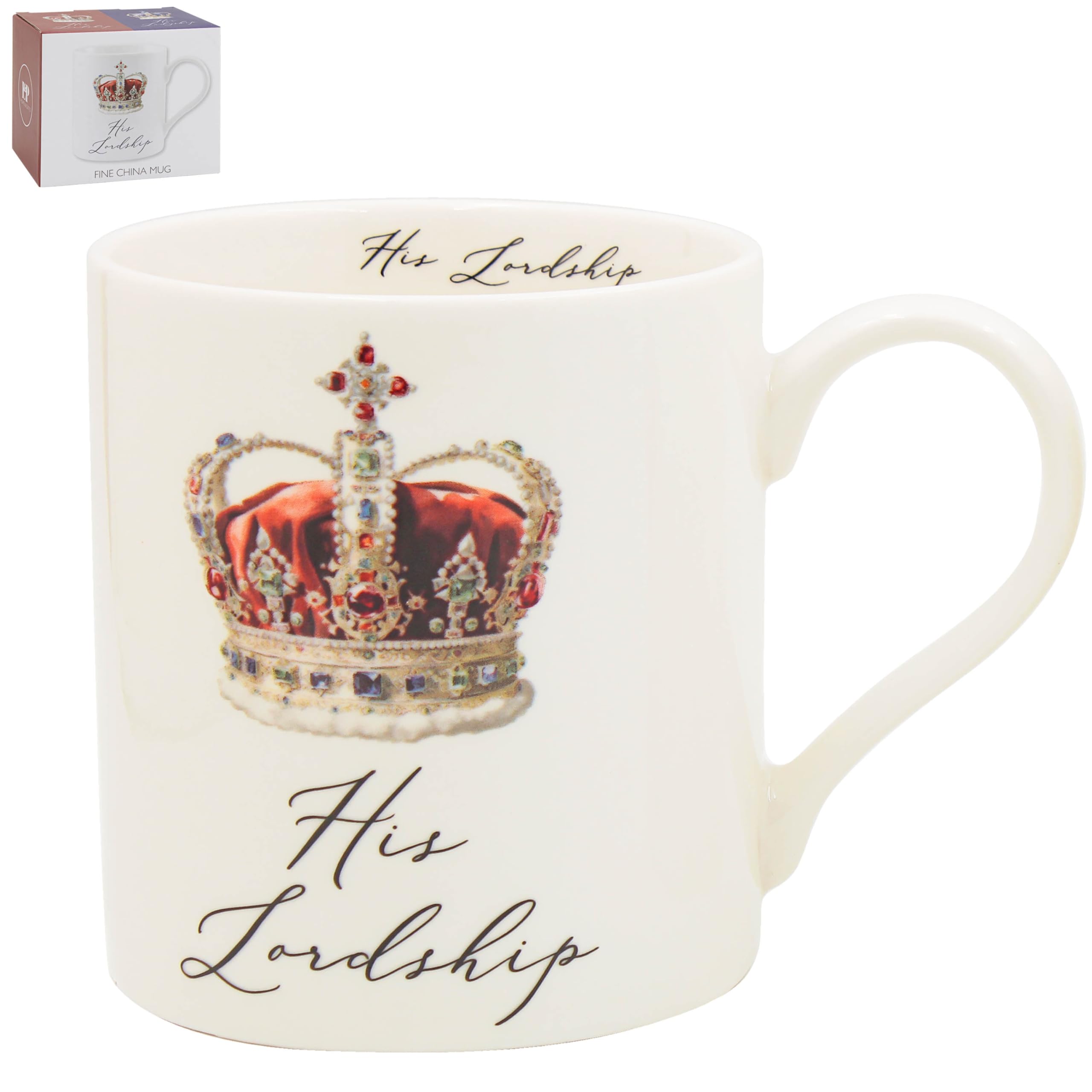 Lesser & Pavey His N Hers His Lordship Mug 350ml for Coffee, Tea and Hot Drinks | Reusable Fine China Tea & Coffee Mugs for Daily Use | Special Occation & Birthday Gifts for Women & Men