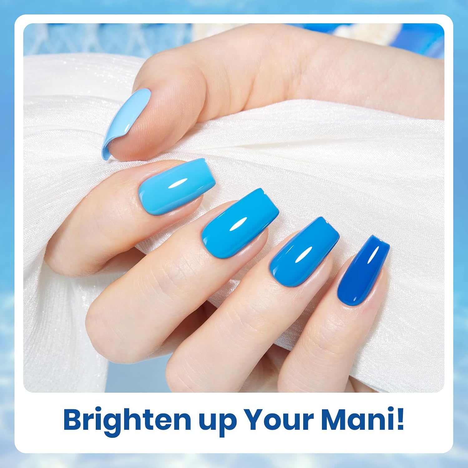 Beetles Blue Gel Polish Set - Ocean Range, 6 Colors Light Baby Dark Navy Blue Gel Nail Polish Soak off Uv Led Lamp Needed Manicure DIY Home for Women