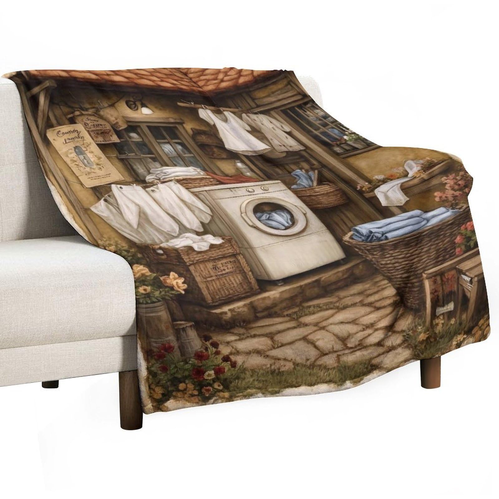 YHGSREUOH Country Laundry (1) Flannel Blankets Fleece Soft Throw Lightweight Plush Gifts for Couch, Bed, Cozy Sofa Plush, Chair, Lovers 138x175cm(55x70in)
