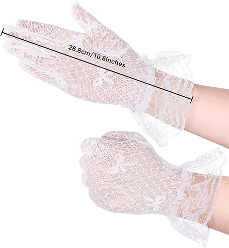 Miniatura 3 de SATINIOR Ladies Lace Gloves for Women Tea Party Elegant Mesh Dress up Gloves for Halloween Prom Cosplay Opera Parties Wedding