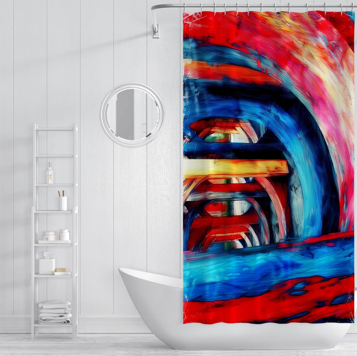 Rideau de Douche Salle de Bain Peinture à Huile Abstraite 180 x 180 cm