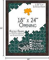 Vista 8 de (1) Perfil plano de espresso de 18 x 24 a 1.25 pulgadas, marco de rompecabezas, accesorios para colgar y plexiglás incluidos