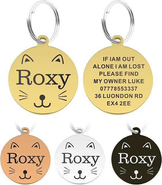 Personalised Dog Tag Collars for Dogs Cats Pets ID Tags Engraved Dog Name Tag Custom Pet Collar for Dog Cat Puppy Kitty (Gold S)