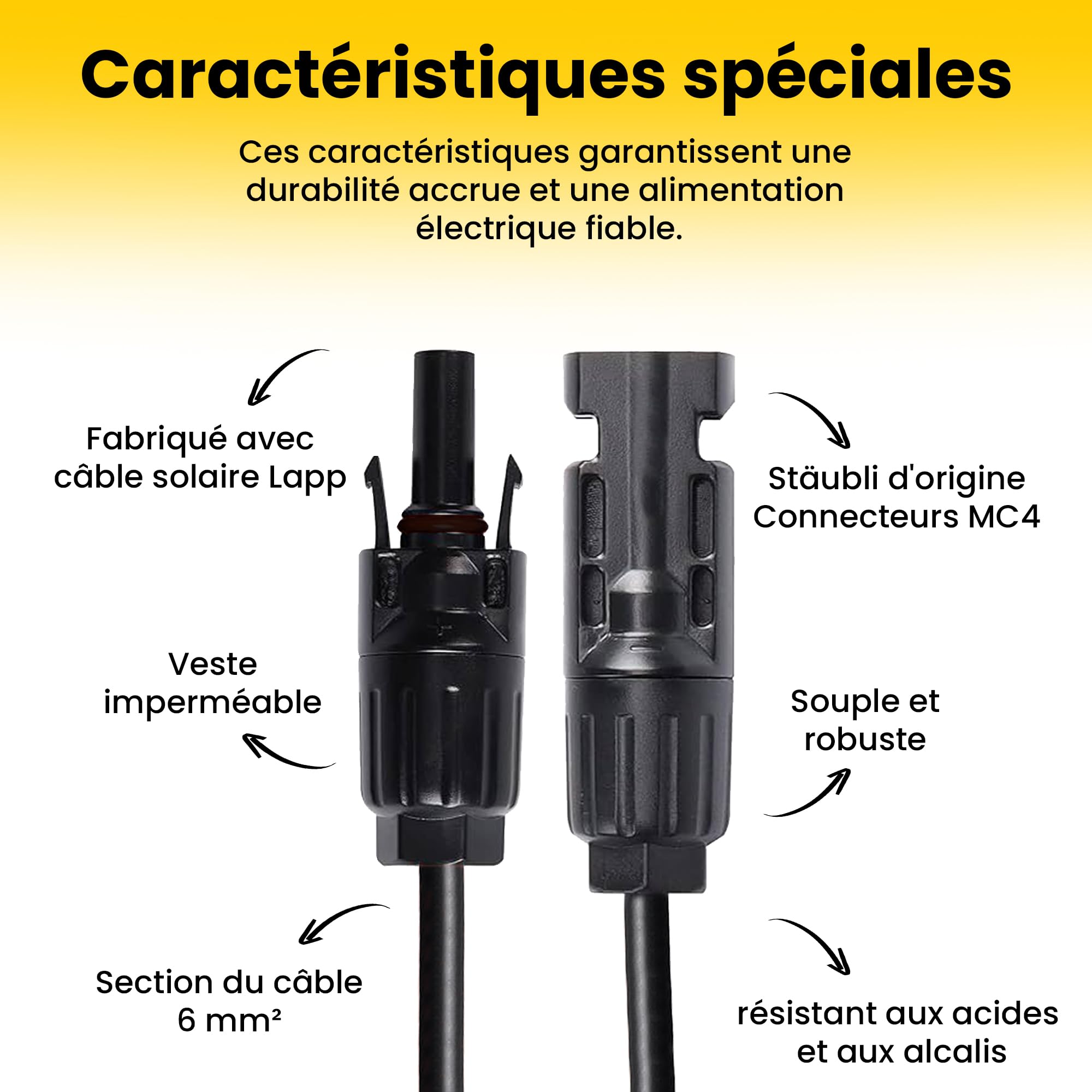 Offgridtec Connection kit Solaire de 4 mm² 10 m, connecteurs mC4 cablage batterieverbindungskabel 0005–10003, et