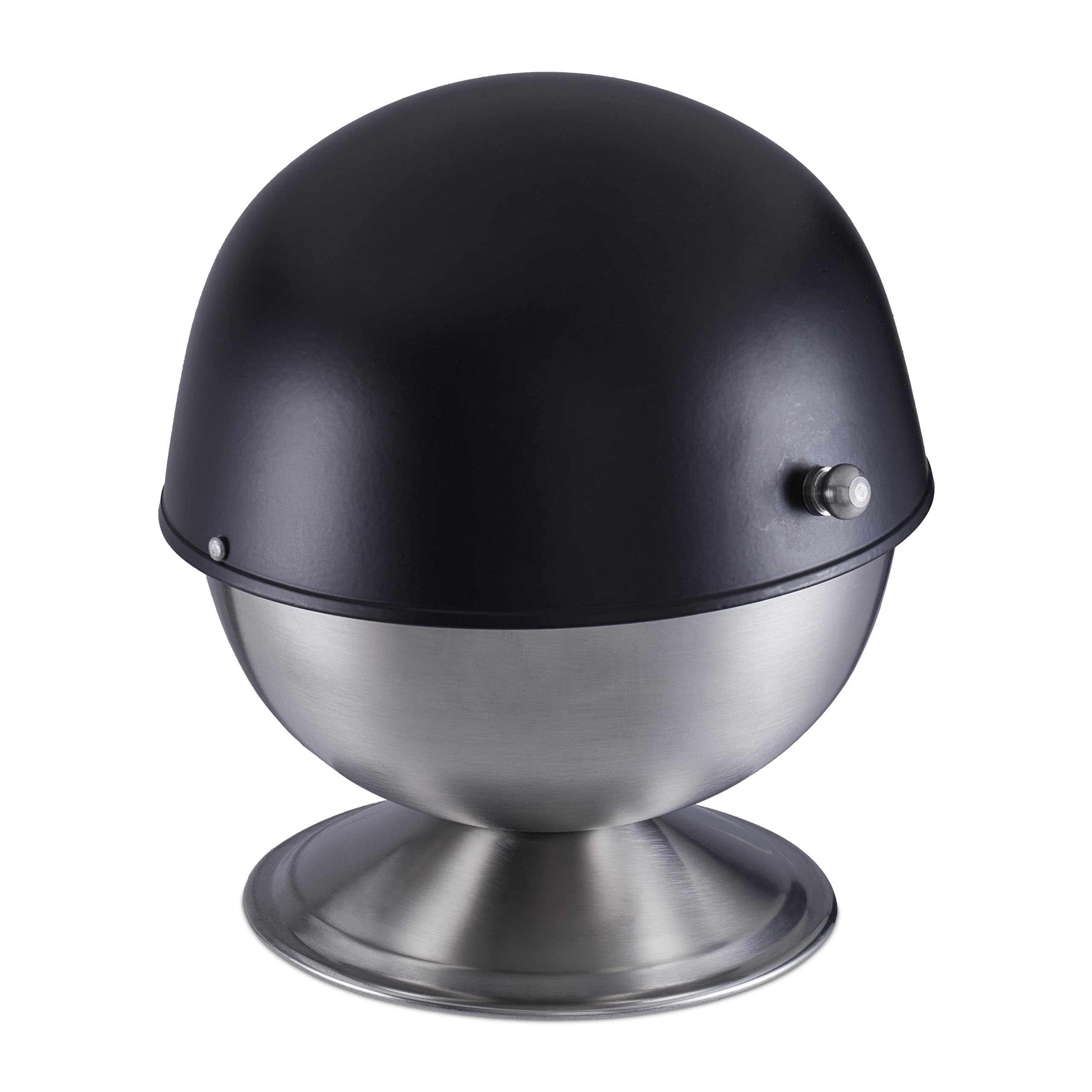 Relaxdays Zuccheriera, Acciaio Inox, Porta Zucchero a Cubetti e Caramelle, con Coperchio, HxD: 15,5x14 cm, Nero Argento