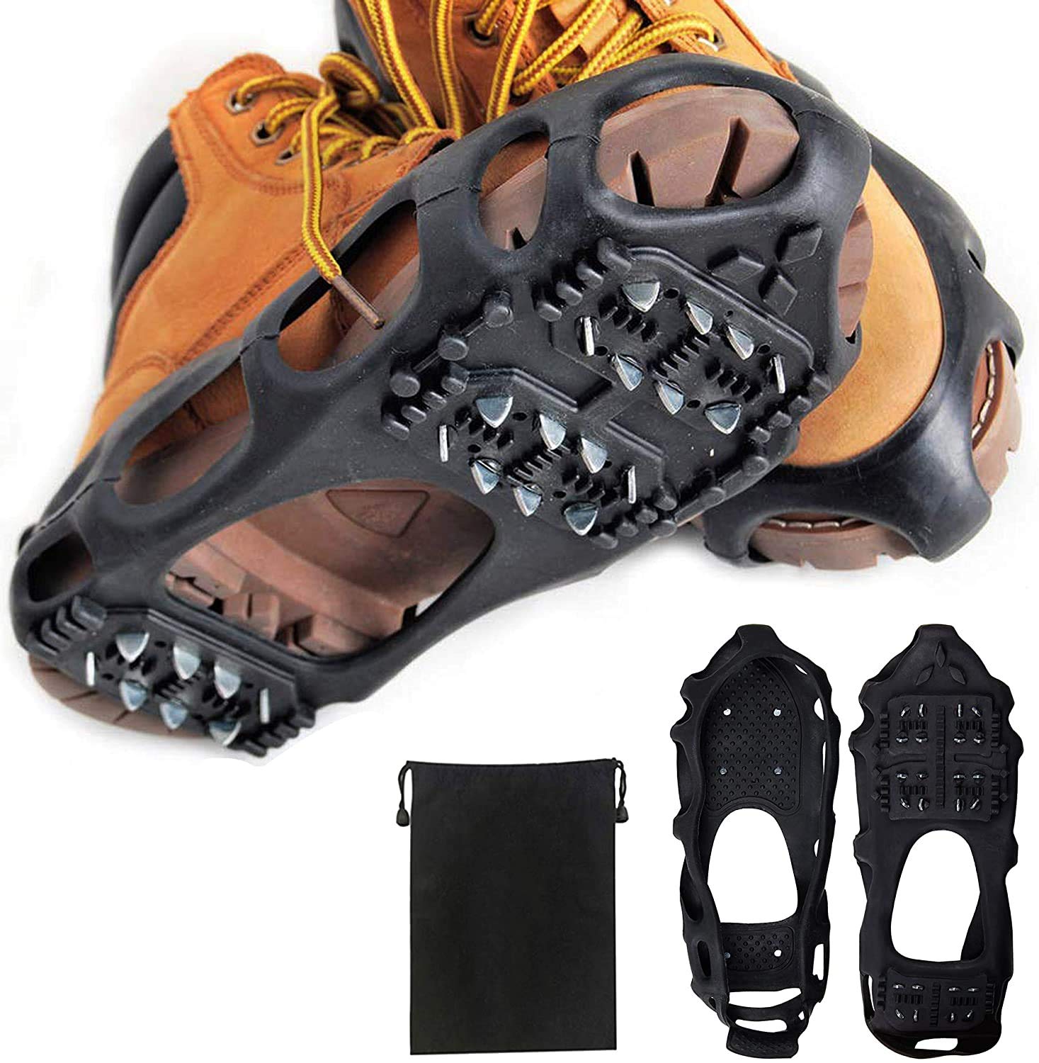 Ice Snow Traction Cleats Crampons Anti-Slip Snow Shoes Cleats Walking on Snow Ice Winter Walking Boots Cleats for