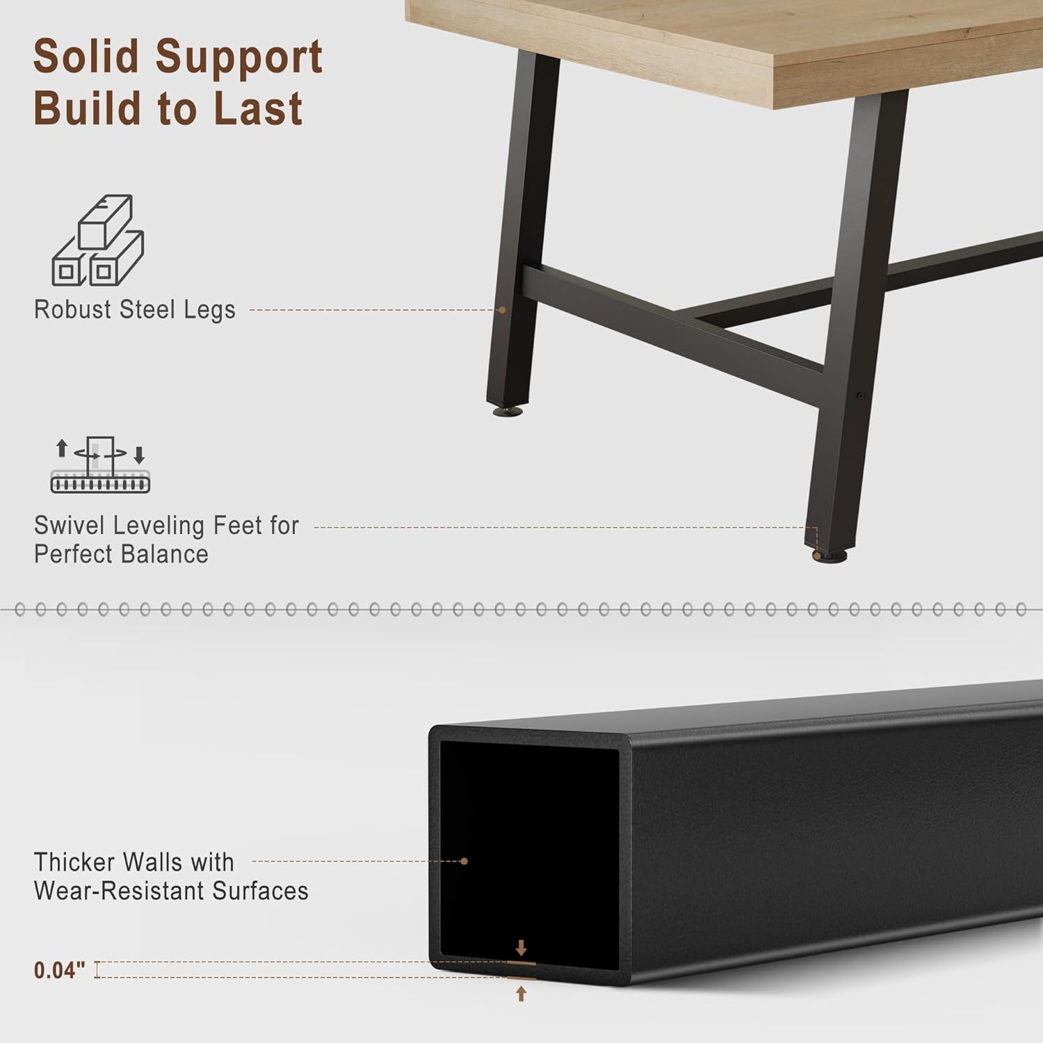 70” Large Dining Table for 6-8 People, Rustic Industrial Farmhouse Kitchen Table, Rectangle Wooden Dining Room Table with Heavy-Duty Metal Frame, Stable & Waterproof for Home, Kitchen, Dining Room