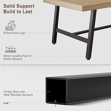 Industrial Dining Table for 6-8, 78.87 Long Wooden Kitchen Table with Sturdy Metal Frame, Rectangular Counter Dinner Tables for Kitchen, Dining Room, Living Room, Natural Wood